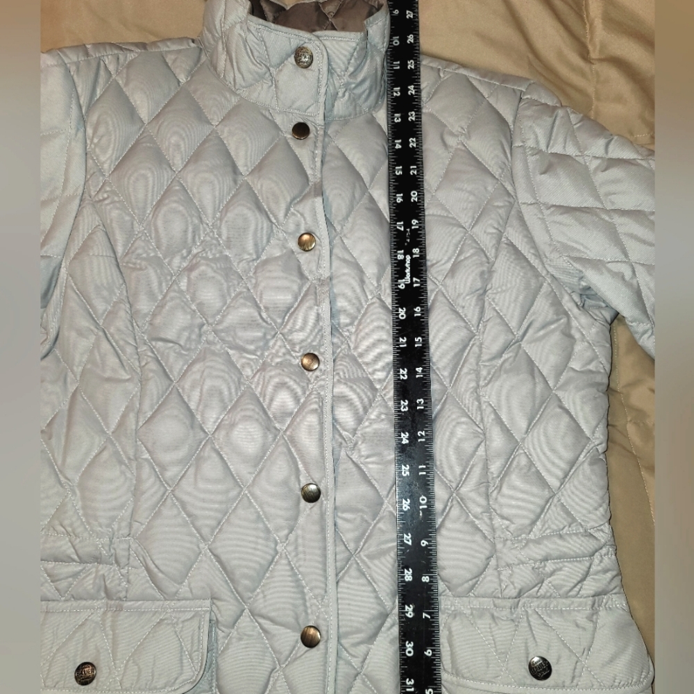 Eddie Bauer silver/gray quilted goose down Sz MT - Picture 14 of 16